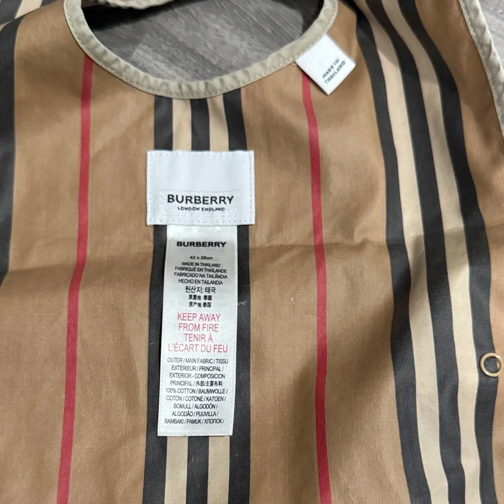 Burberry Tan and Black Checkered Baby Bib